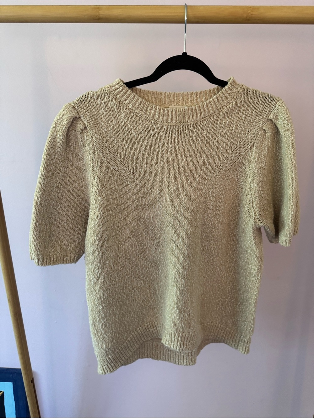 Universal Thread Cream Short-Sleeve Crewneck Knit Sweater